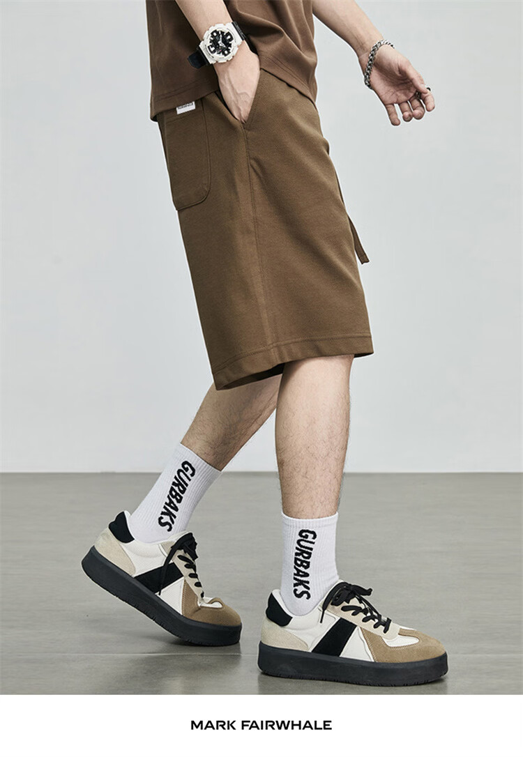 MARK FAIRWHALE Men's Summer Trendy American High Street Vintage Loose Straight Casual Sports Shorts 3
