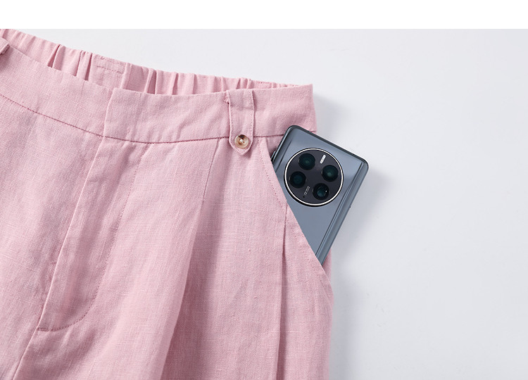 Demana [Linen Collection] Spring Relaxed Style Button Waist Loop Semi-Elastic Waist Wide-Leg Slimming Women's Casual Pants Premium Feel 15