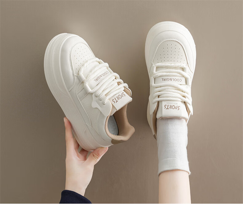Cartelo Crocodile Women's White Sneakers Spring Fashion Simple Sports Casual Shoes Versatile Skate Shoes Beige 37 9