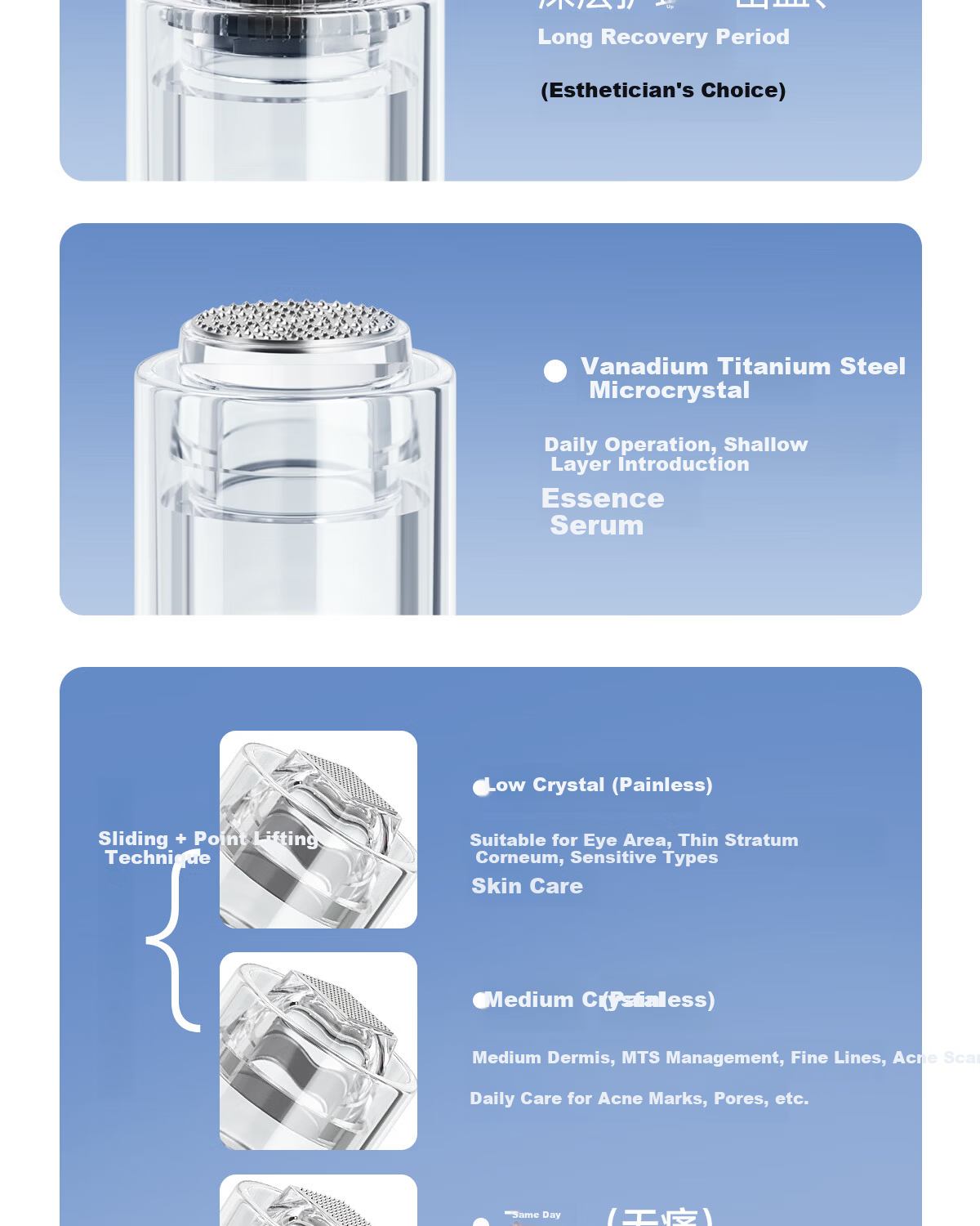 KDAY Transparent Needle Thread Screw Type Round Crystal Needle for Skin Beauty Device, Facial Beauty Device Special Needle 10