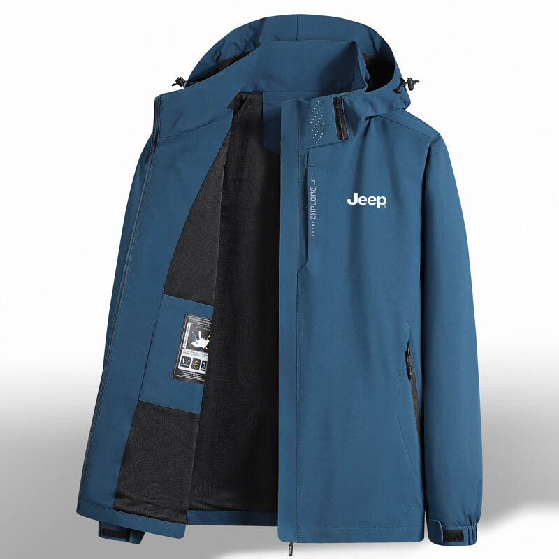 JEEPJEEP Men's Autumn Winter Outdoor Sports Windproof 3-in-1 Mountaineering Jacket Navy Blue 3XL 16
