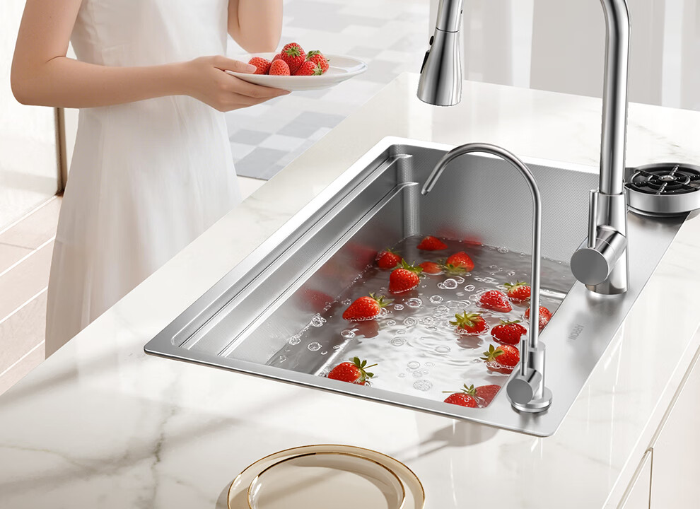 ARROW 3mm Thick 0-Coating Embossed Water Groove Large Single Bowl 304 Stainless Steel Vegetable Washing Sink Handmade Strainer Top-Mount and Under-Mount Basin 13