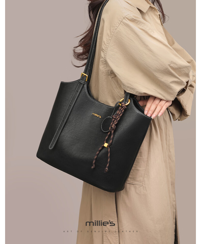 Millies Leather Handbag, Women's Casual Large-Capacity Tote Bag, Light Luxury Shoulder Bag, Practical Birthday And Mother's Day Gift for Mom 4