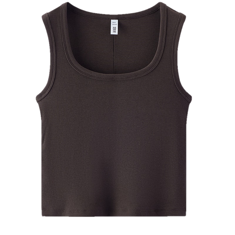 Semir Women's Summer Sleeveless Crop U-Neck Solid Color Cooling Slim Fit Inner Top 2026 Style Versatile Shirt 109326102003