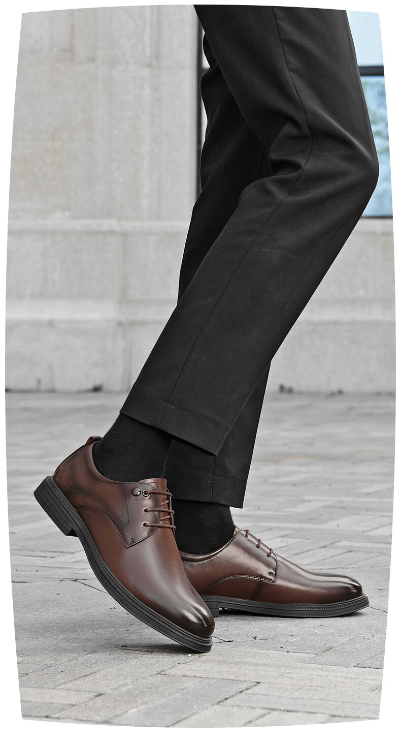 HLA Men's Leather Shoes Business Breathable Derby Black Perforated Size 42 Valentine's Day Gift HAAPXM2EAO079 12