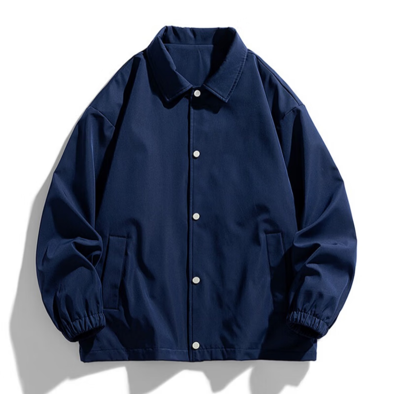 Dingfengbaoluo Lapel Jacket for Men, Spring Windproof Lightweight Coat, Loose Versatile Baseball Shirt Top DFM12 Black 2XL