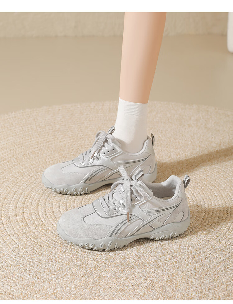 ZHR First Layer Pigskin Training Shoes Women 2026 New Height Increasing Sports Casual Shoes QS107 Beige Size 38 5