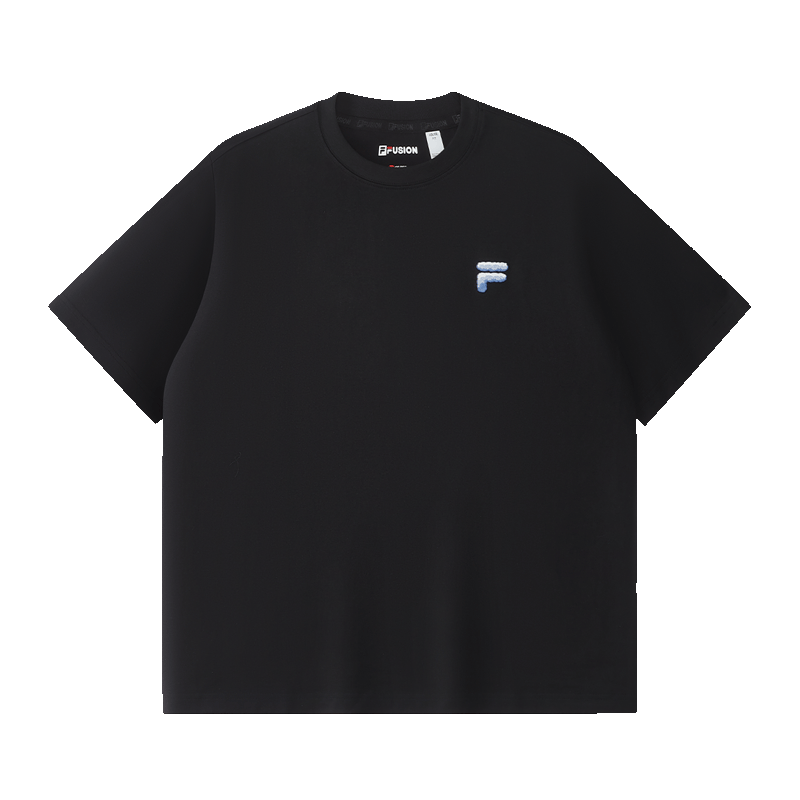 FILA FUSION Trendy Couple's Knitted Short Sleeve Shirt 2026 Summer Loose Fit Cool Cotton T-Shirt