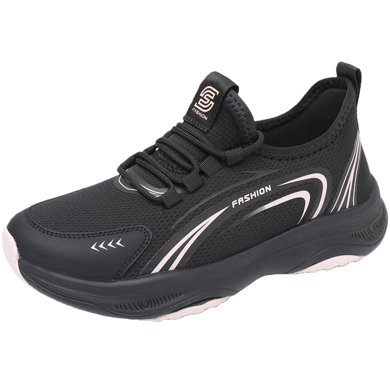 BURUIJING Old Beijing Cloth Shoes Women's Casual Soft Sole Comfortable Mom Sports Shoes 61166 Black 37