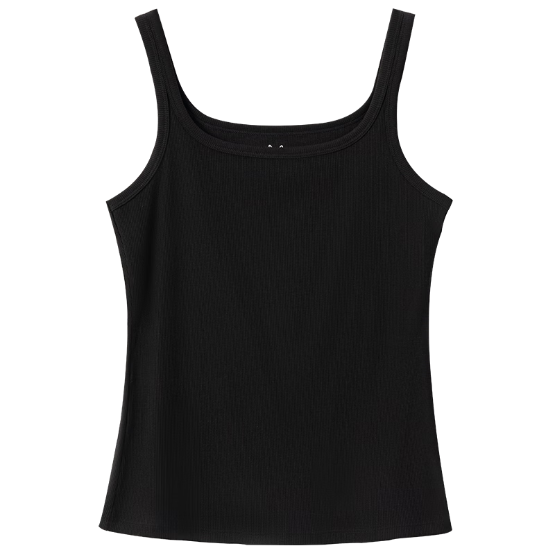 MiiOW Cool Ribbed Women's Basic U-Neck Tank Top High Elastic Breathable Skin-Friendly Slim Fit Sleeveless Layering Shirt