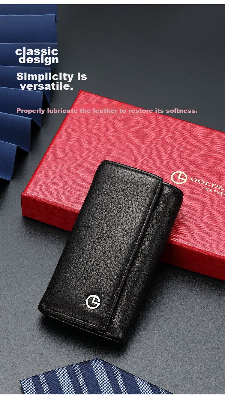 Goldlion Fashion Casual Key Case, Business Cowhide Key Case Gift Box, Birthday Gift for Gifting 4