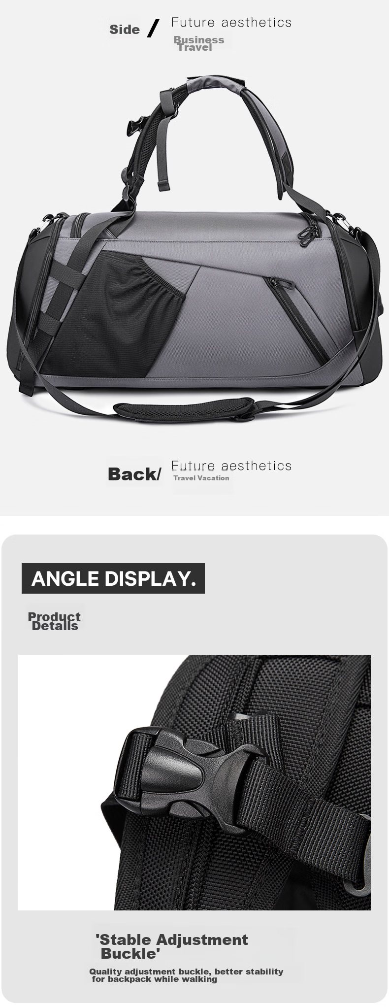 Bange Gym Bag for Men, Dry And Wet Separation, Sports Handbag with Large Capacity, Crossbody Bag with Separate Shoe Compartment, Travel Bag, 1917 Gray 18