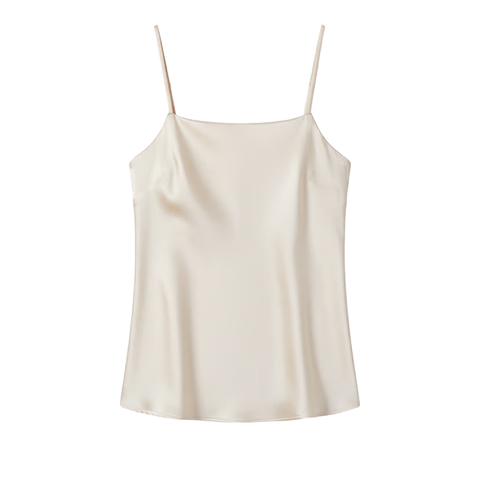 Herbal Original Color Camisole for Women [Camellia Moisturizing] Summer Versatile Ice Silk Satin Off-Shoulder Top for Suit Inner Wear