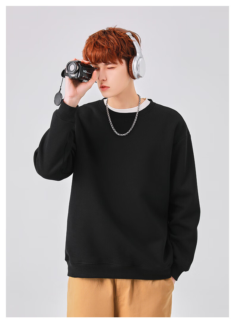 Jeanswest Men's Sweatshirt 2026 New Round Neck Loose Casual Spring Autumn Fashion Versatile Jacket 18