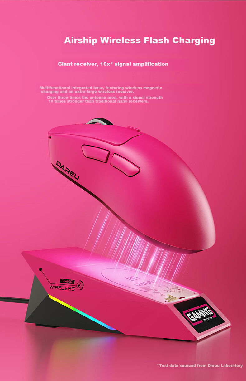 DAREU AE7 Lightweight Wireless Mouse Flagship Magnetic Wireless Charging Gaming Office Mouse Tri-Mode Connection Asymmetric Right-Handed Minimalist Ergonomic 5
