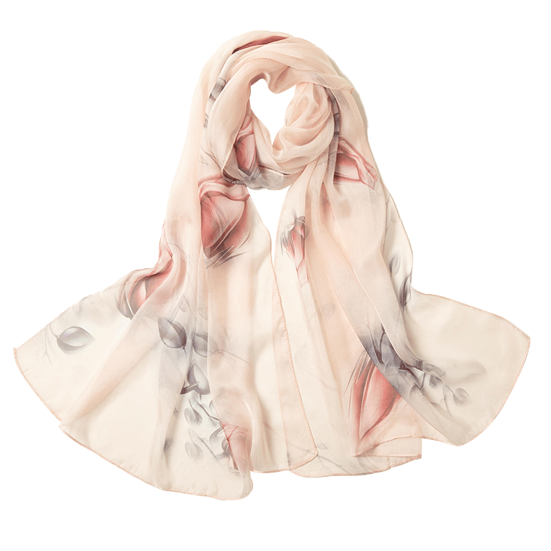 Shanghai Story Women's 100% Mulberry Silk Chiffon Scarf Sunscreen Shawl Birthday Gift Scarf Gift Box Rose Pink