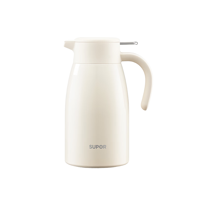 Supor 316L Stainless Steel Insulated Thermos Flask 2L Cream White Large Capacity Home Office Hot Water Bottle