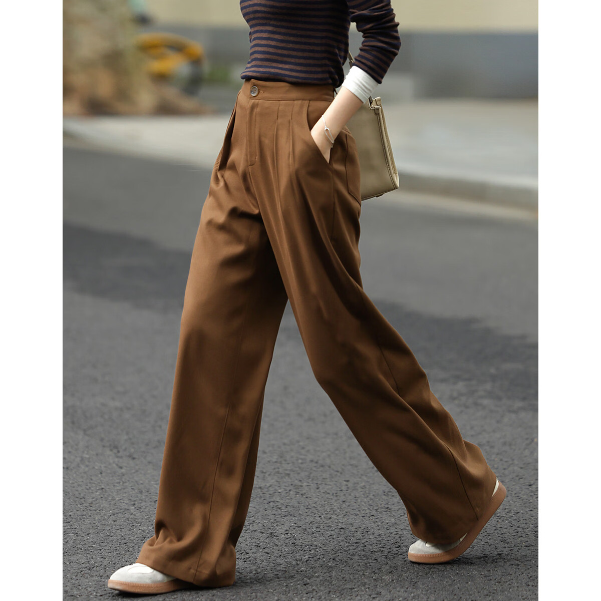MT Relaxed Home Pants Autumn Japanese Style Commuter Pleated Wide-Leg Loose Fit Women's Casual Trousers