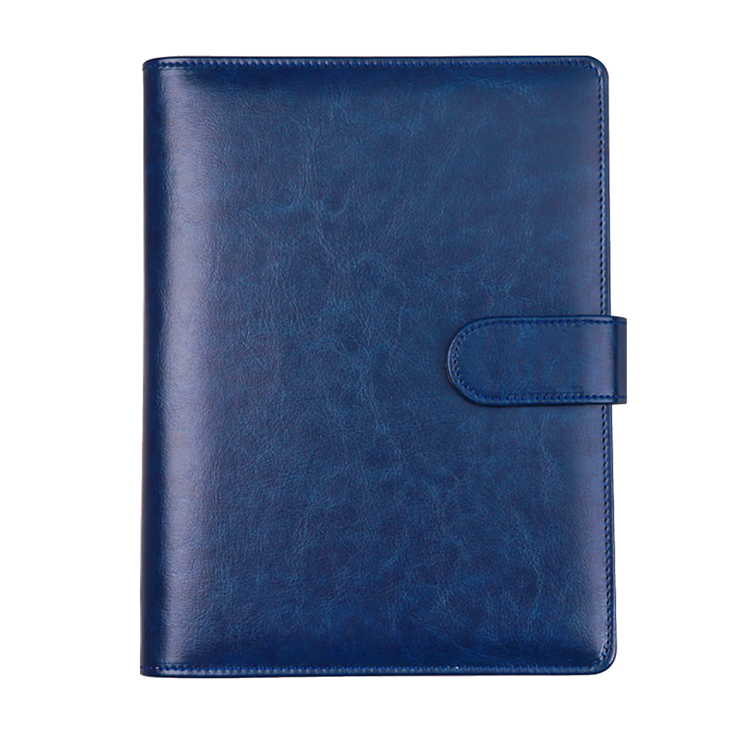 Xuchenwenju Simple Business A5 Navy Blue Loose-Leaf Notebook, 6-Ring High-Quality Leather Cover, Office Supplies, Work Journal, Diary, Detachable, Customizable Logo