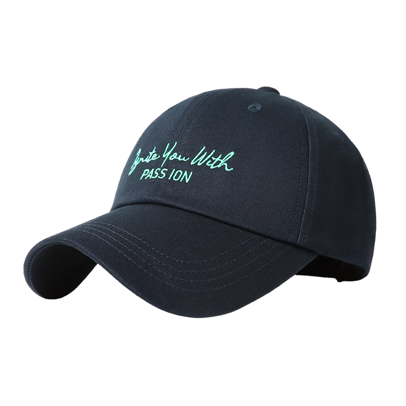 CACUSS Baseball Cap Women Spring Summer Cotton Letter Sun Hat Soft Top Large Head Circumference Slim Face Hat Dark Blue