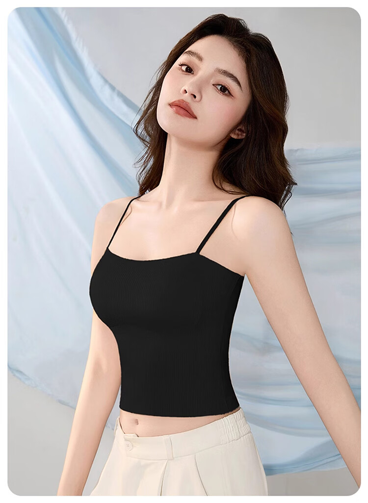 Langsha Strap Vest Bra Integrated Spring Summer Versatile Padded Innerwear Base Layer Top Women's Beautiful Back Anti-Exposure Underwear 20
