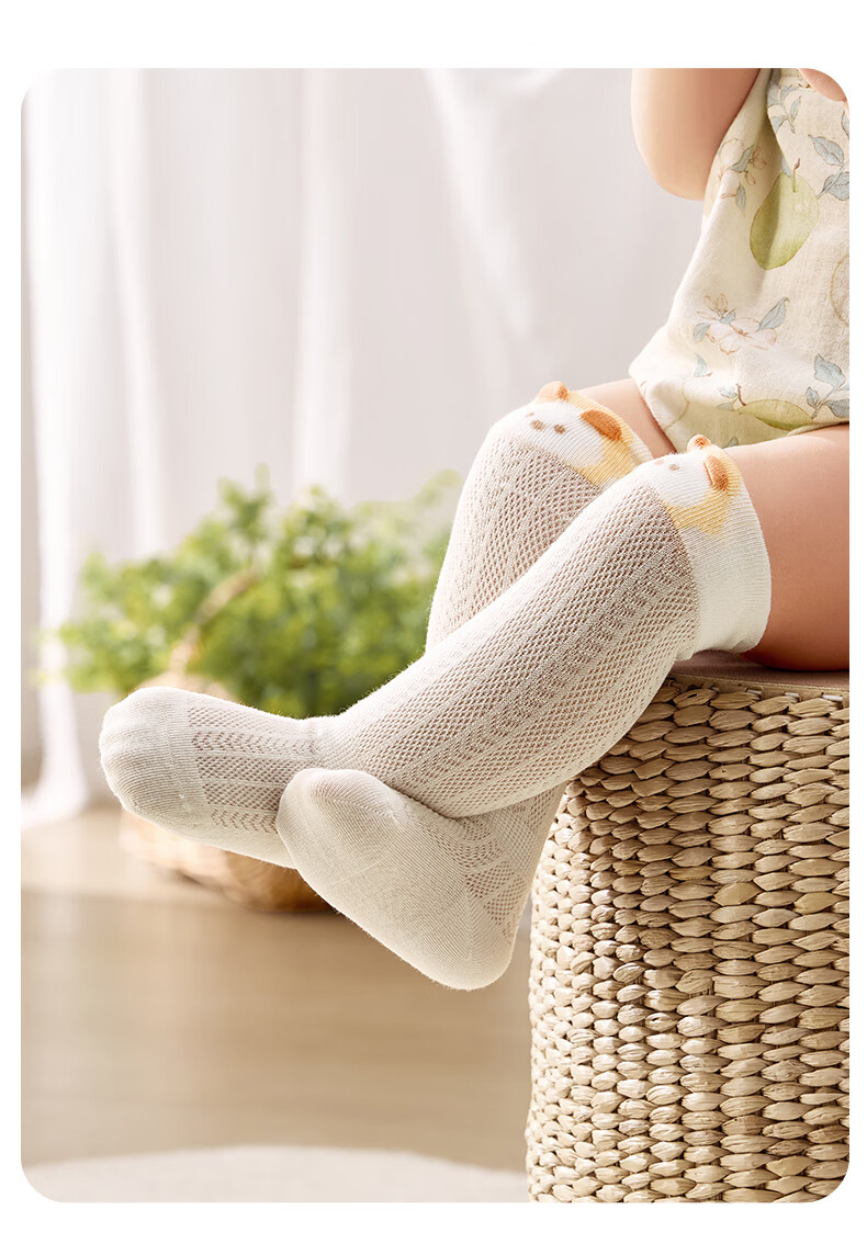 October Crystals Baby Socks Summer Mesh Long Thin Knee-High Anti-Mosquito Over-the-Knee Non-Tight Children's Air Conditioning Socks 7A Antibacterial 18