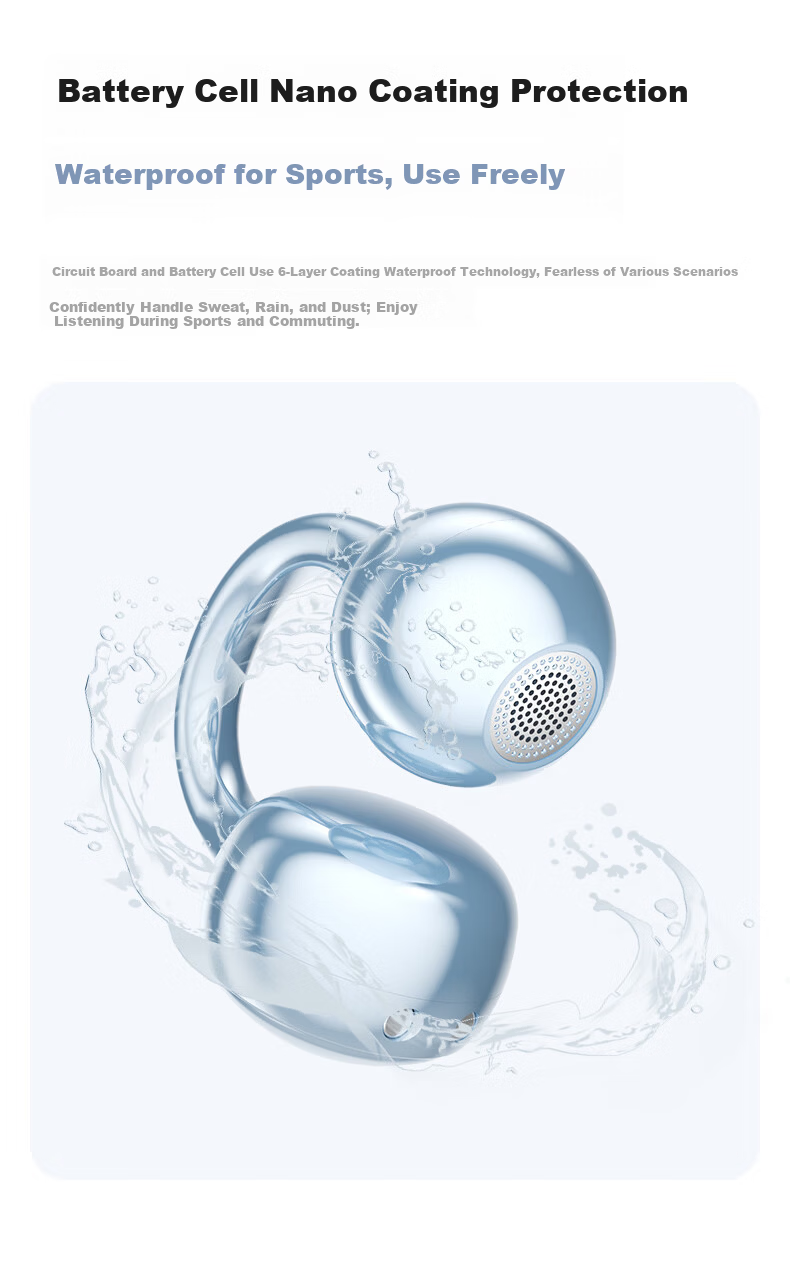 MICROKIA 2025 Latest Berlin Sound Bluetooth Bone Conduction Open-Ear Wireless Sports Running Long Battery Life Cycling Ear Clip Headphones 25