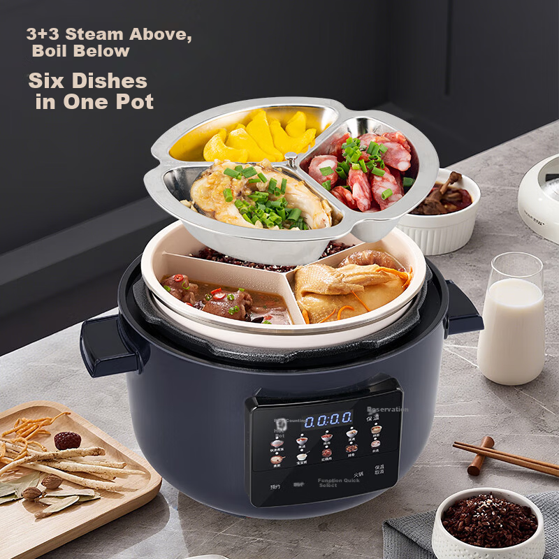 HAP Electric Pressure Cooker 4L Triple Inner Pot Multi-Functional High-Pressure Rice Cooker with Timer for 4-6 People