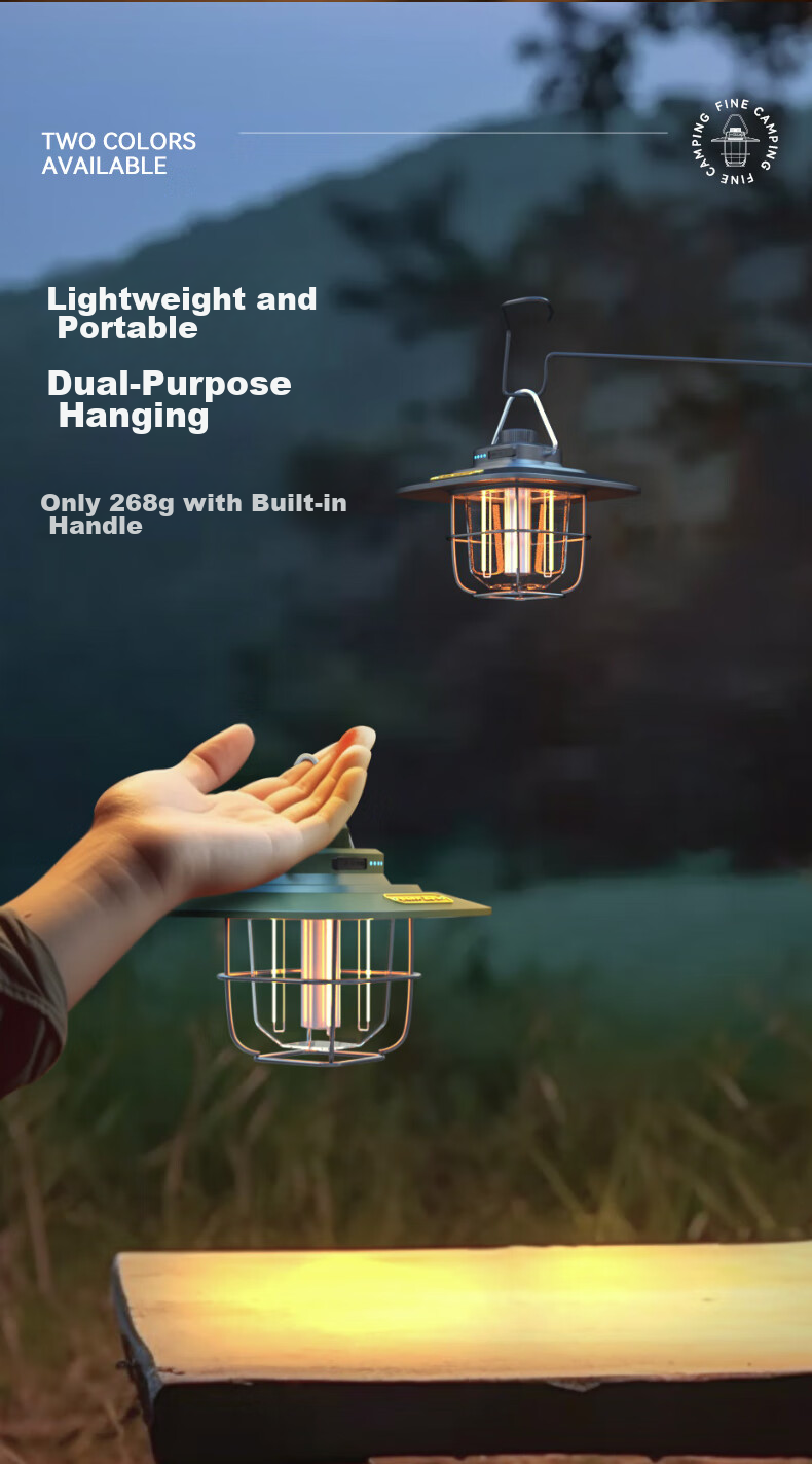 TCL Outdoor Camping Light, Retro Atmosphere Lamp, Long-Lasting Battery Life, Tent Lighting, LED Hanging And Handheld Lamp 8