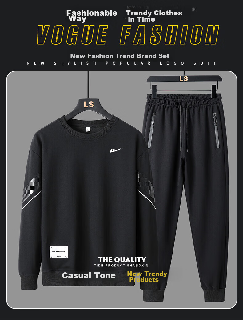 Warrior Sports Set for Men, Spring Sweatshirt And Sweatpants, Fitness Wear, Running Casual Basketball Outfit, Two-Piece Set 2