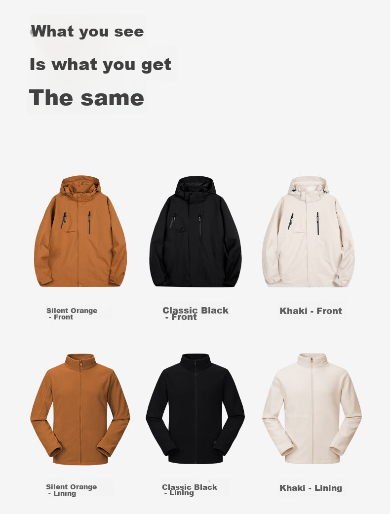 TECTOP Three-In Thickened Windproof And Warm Outdoor Skiing Couple Hiking Jacket, 05CF, Khaki Color, 2XL 22