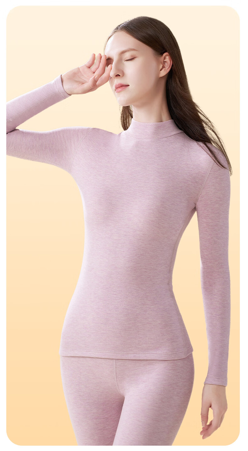 Miiow Women's Cashmere Silk Thermal Underwear Set 2025 Autumn Winter New High Neck Top and Bottom Warm Suit 16