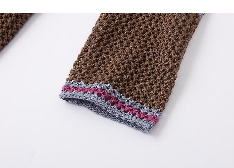 Demana Vintage Woven Light Spring Hollow Out Color Block Striped Crew Neck Loose Knit Sweater for Petite Women 14