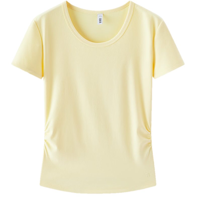 Semir Women's Short Sleeve T-Shirt Slim Fit Crop Top Round Neck Summer Cooling Waist Slimming V-Neck Shirt 109326100003