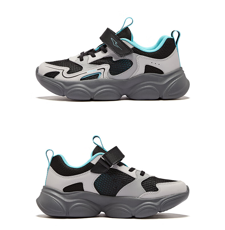 ERKE Kids Summer Casual Shoes Breathable Lightweight Sports Shoes Zero Gray/Whale Gray Size 34 49
