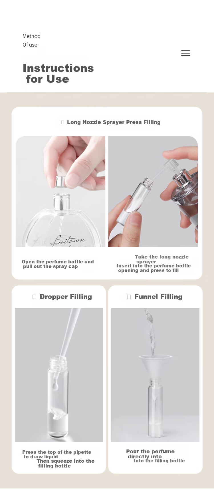 UPLUS Glass Perfume Refill Bottles 5ml*4 Portable Spray Mini Travel Empty Bottles 7