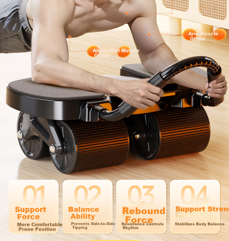 XTEP Ab Wheel Roller Four-Wheel Automatic Rebound Abdominal Muscle Trainer with Elbow Support and Assistance for Men and Women Fitness Equipment 7