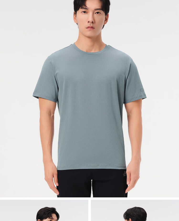 Pelliot Outdoor Quick-Dry T-Shirt Summer Short Sleeve Men Quick-Dry Breathable Antibacterial Crew Neck Half Sleeve 11421509 Black XL 32
