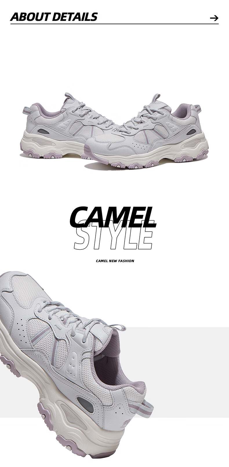 CAMEL Xinghai 2nd Generation Men's Breathable Thick-Soled Casual Sports Shoes K16B09L7075 Black/Castle Gray Size 42 15