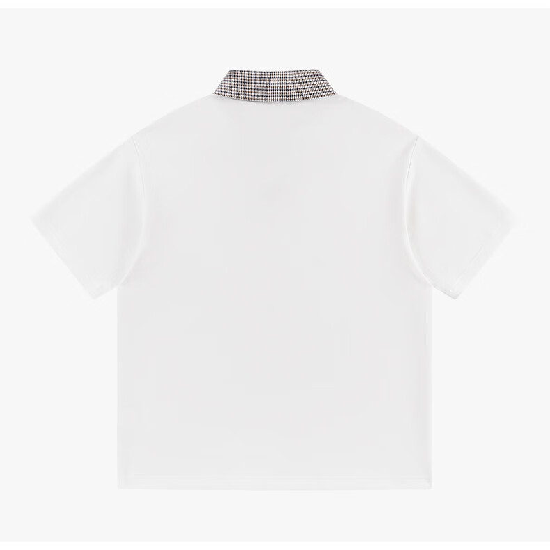 Charles Peach Heart Summer Small Heart Color-Block Breathable Cotton-Padded Couple Casual Unisex Short Sleeve Polo Shirt Off-White XS 17