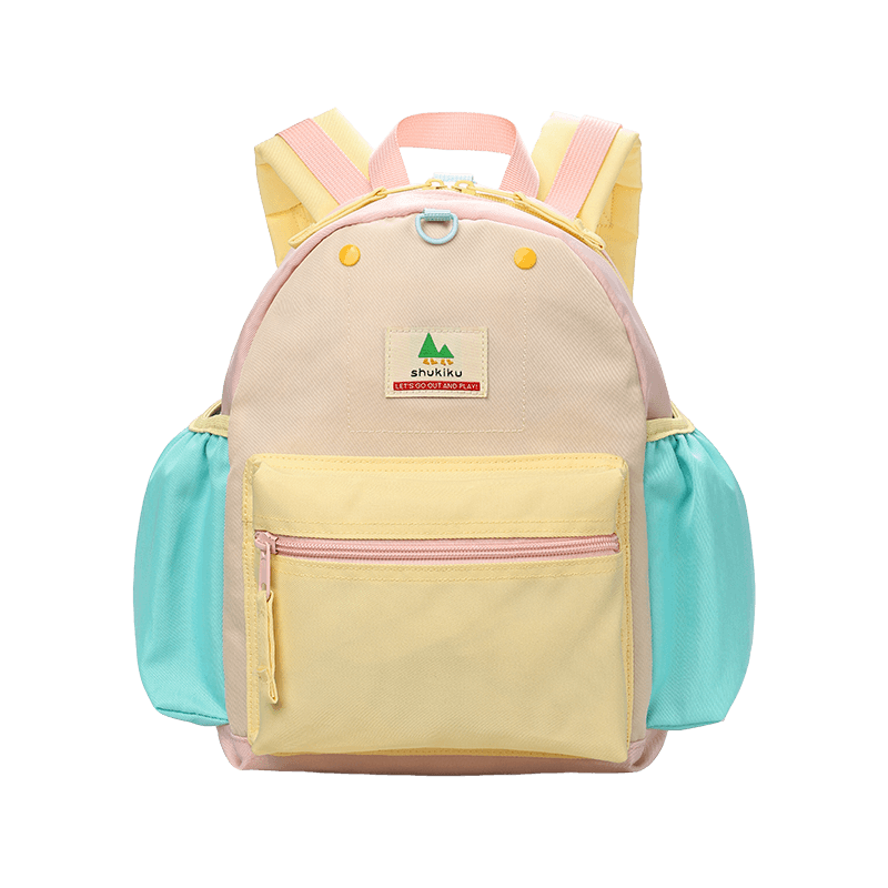 SHUKIKU Classic Colorblock Kids Backpack Kindergarten Double Shoulder Bag Grades 1-3 Student School Bag M+ Dreamy Senbei