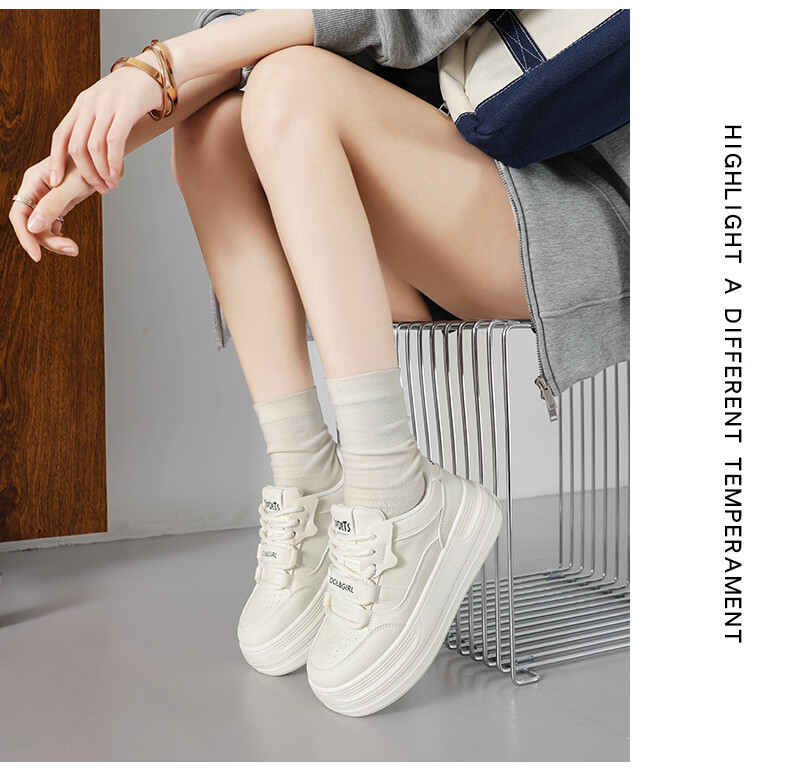 Cartelo Crocodile Women's White Sneakers Spring Fashion Simple Sports Casual Shoes Versatile Skate Shoes Beige 37 15
