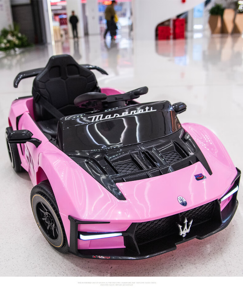 BeRica Maserati Licensed Kids Electric Ride-On Car Remote Control Four-Wheel Toy Vehicle for Toddlers Pink 18