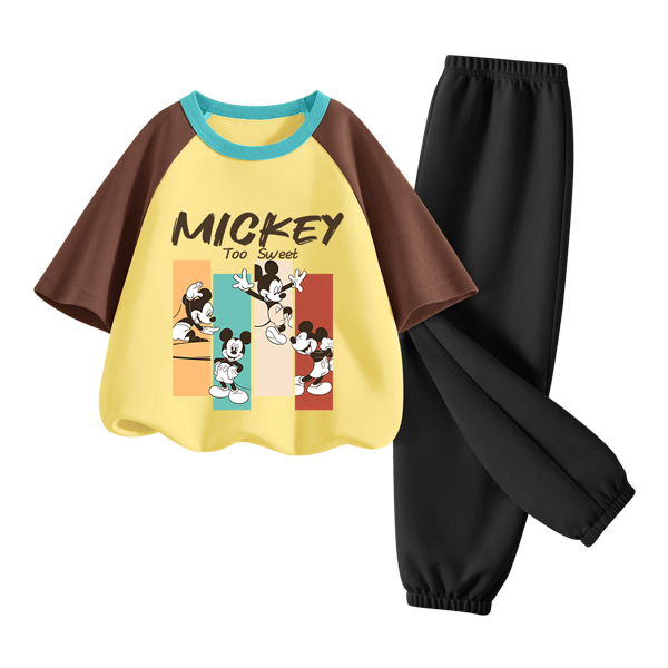 Disney Kids Sportswear 2026 Summer New Comfortable Cotton Girls Short Sleeve T-Shirt Loose Boys Summer Outfit