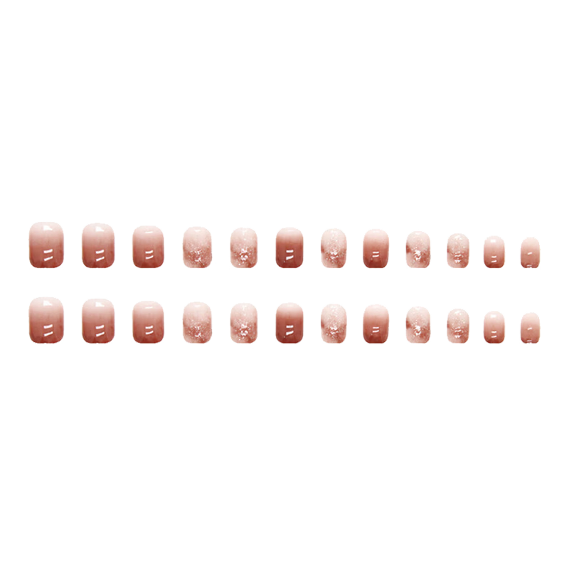 Chense Adult Nail Stickers Short Style Fake Nails (Glass Rhinestone)