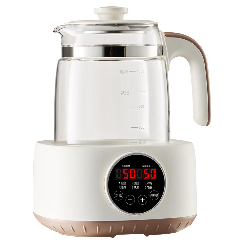 AUX YSW142 Glass Health Pot Automatic Milk Warmer Multifunctional Office Flower Tea Kettle Temperature Control Electric Kettle Stainless Steel Base 304