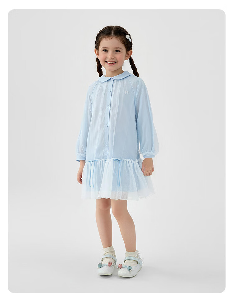 Balabala [balaOne] Kids Children's Dress Girls 2026 New Spring Shirt Mesh Skirt Short Skirt 18