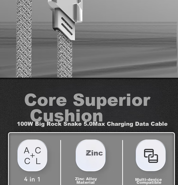 TEGIC Dayan She Max 100W Fast Charging Cable, Four-In Data Cable 1.5m, Compatible with Huawei Apple PD Fast Charging, IPhone 15 Pro Max 2