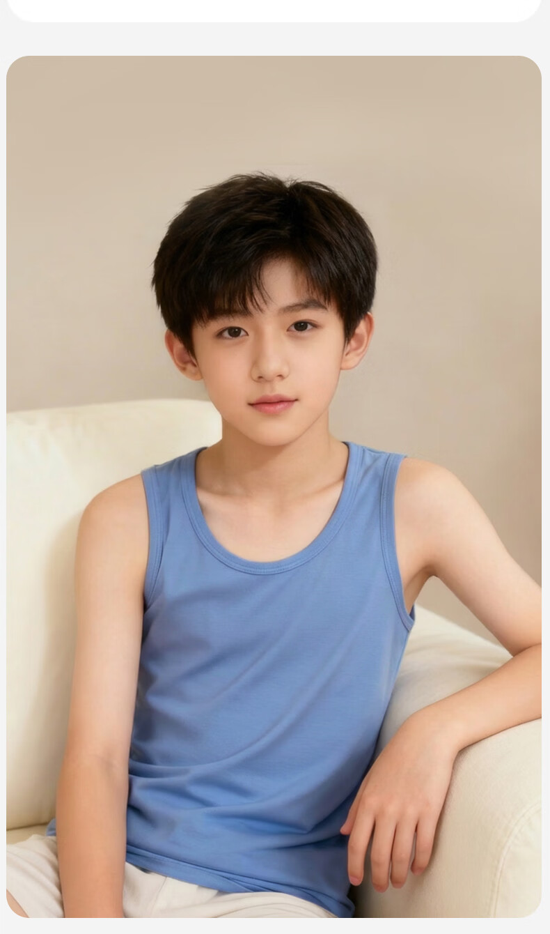Dingguagua Kids Cotton Vest Boys' Pure Cotton Undershirt Basic Sleeveless Top Green 170 4