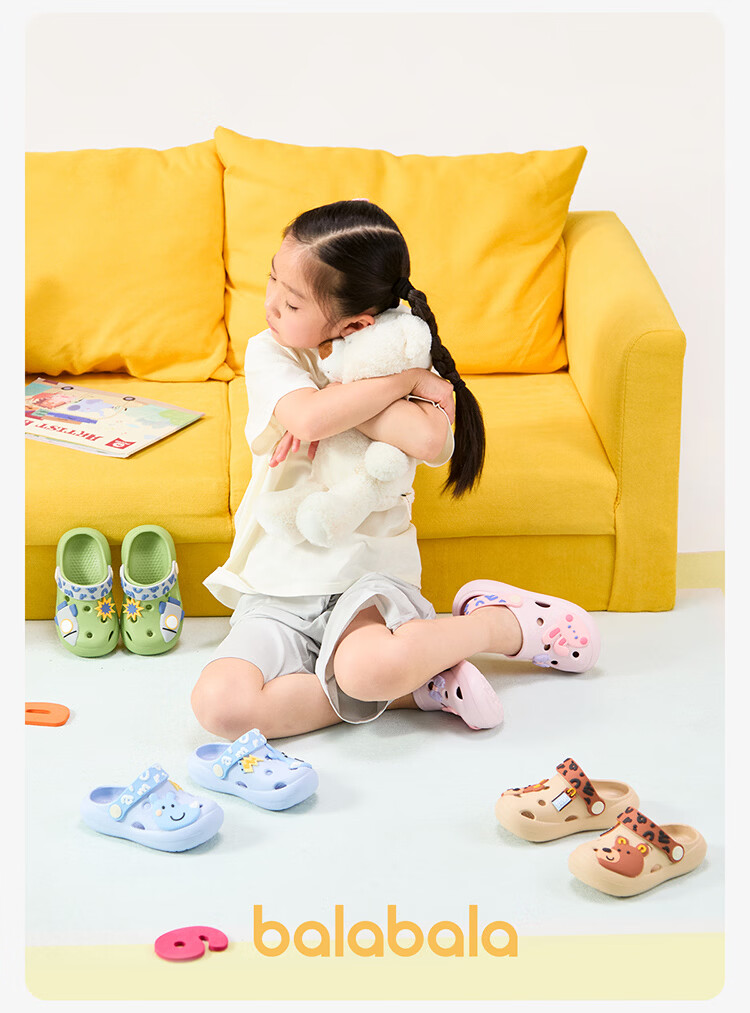 BALABALA Kids Slippers Girls Summer Cartoon Indoor Hole Shoes Cute Breathable Soft Sole Boys Beach Sandals 16